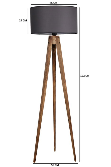 Opviq Lámpara de Pie de Madera con Pantalla de Tela Gris
